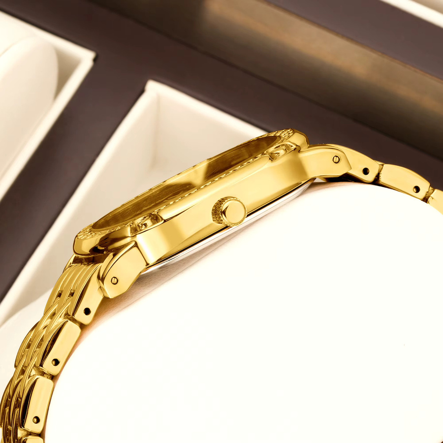 YaLaLuSi Armbanduhr Quarz, Edelstahl, Silber, Diamantbesetzt, Damen - Bild 3
