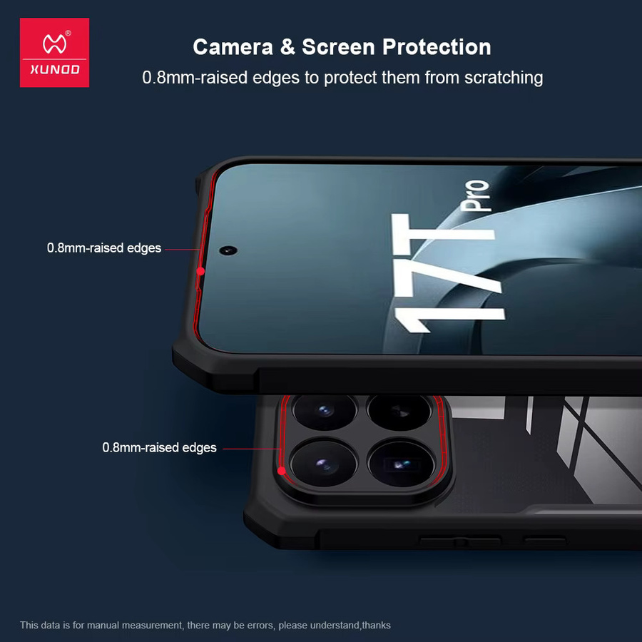 Xundd Handyhülle für Xiaomi 17T Pro und Xiaomi 17T, stoßfeste Airbag-Schutzhülle mit transparenter Rückseite und Kameraschutz, Hybrid-Gehäuse in Schwarz und Transparent - Bild 3