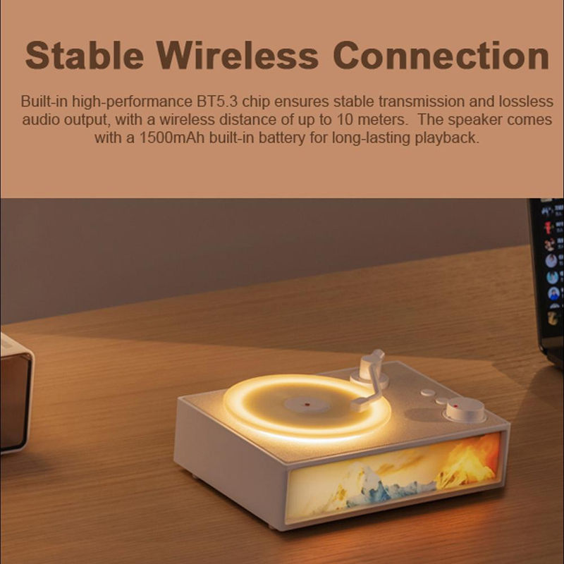 Andoer Aroma Desktop Plattenspieler mit Bluetooth Lautsprecher, LED Nachtlicht und Diffusor in Beige - Bild 5