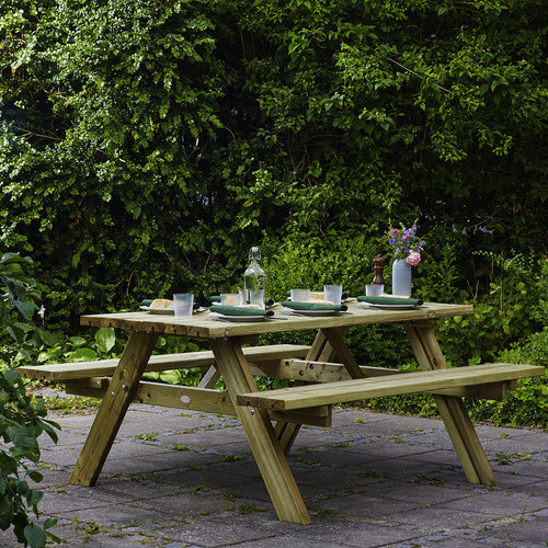 AXI Picknicktisch Julie aus Kiefernholz in Natur, 6 Sitzplätze, B/T/H: 177 x 154 x 74 cm - Bild 2