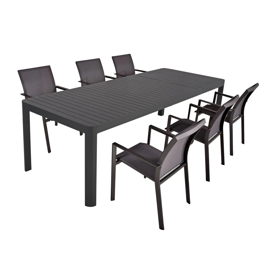 DELUKE Garten-Sitzgruppe ERWIN 7-teiliges Gartenmöbel-Set aus Kunststoff und Aluminium in Dunkelgrau - Bild 2