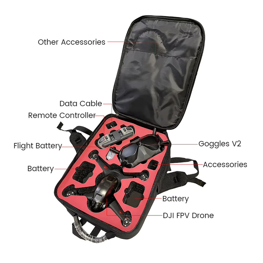 Wasserdichte und stoßfeste Tragetasche in Schwarz für DJI FPV Combo mit Brille V2 und Controller Zubehör - Bild 6