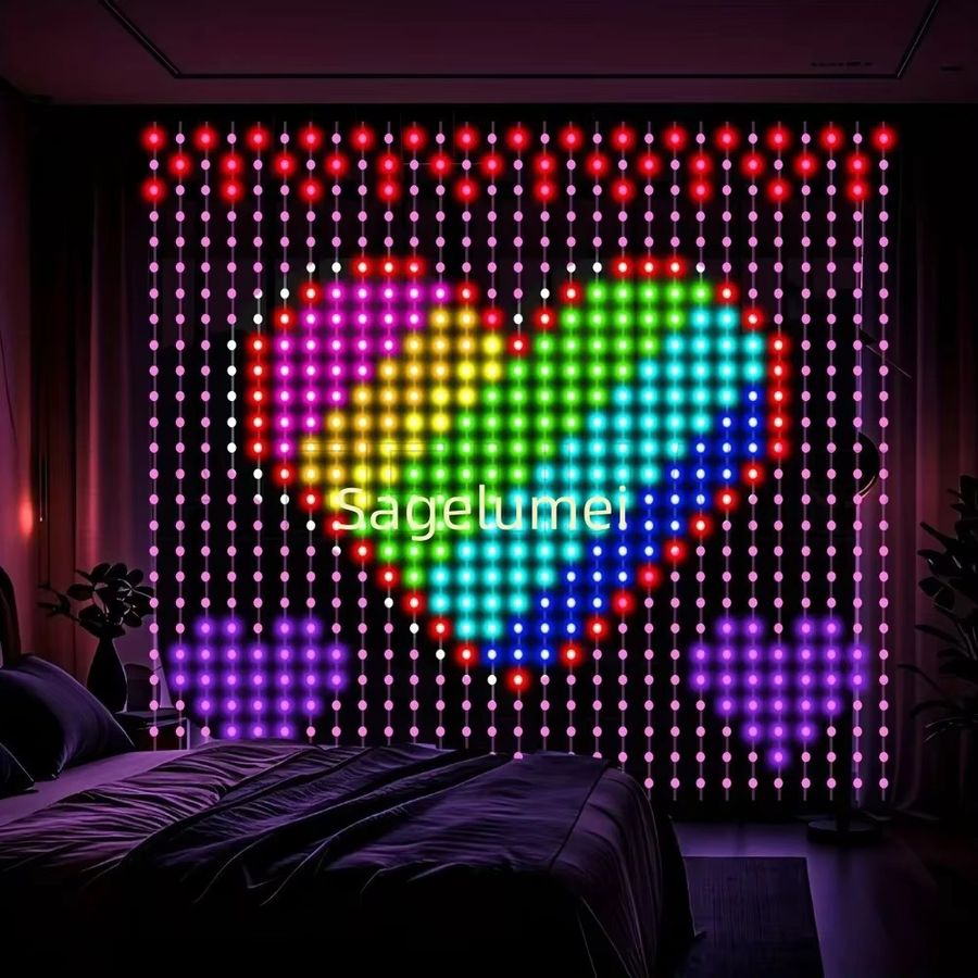 SAGE LU MEI Smart Vorhang Lichterkette mit 400 RGB LEDs und Bluetooth App-Steuerung für Musik-Display und Fensterdekoration - Bild 2