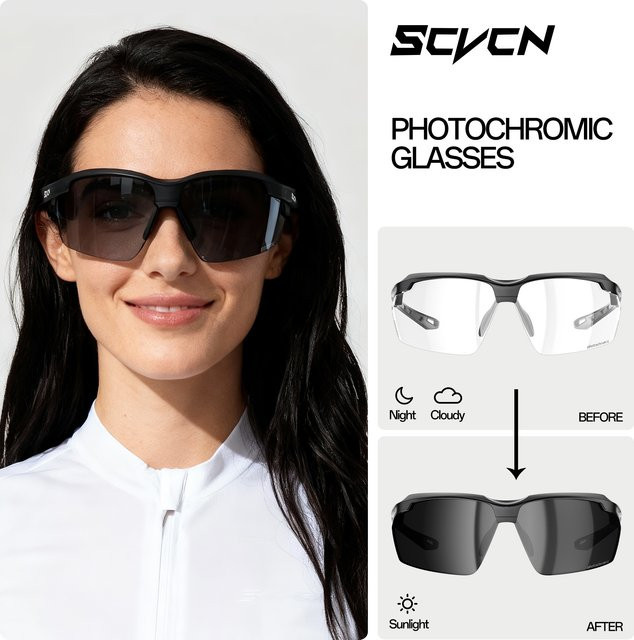 SCVCN Sportsonnenbrille, Photochrom, Unisex, black, Kunststoff - Bild 1