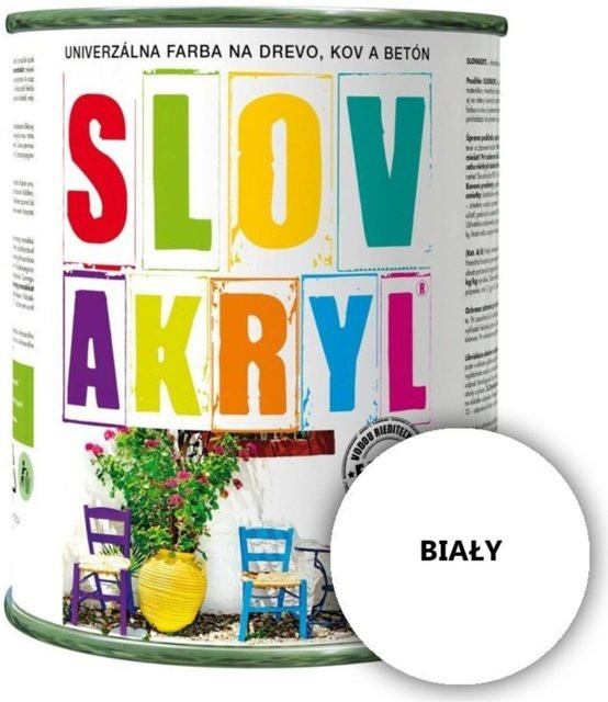 Slovakryl Matte Acrylfarbe für Holz, Metall und Beton, Wasserbasiert, Deckend, Weiss, 0,75 l - Bild 1