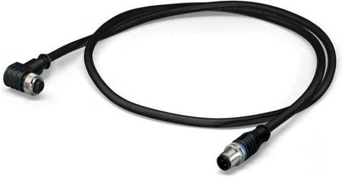 WAGO 756-5403/050-020 Sensor-Aktor-Steckverbinder M12 Stecker gerade und Buchse gewinkelt, Schwarz, 2,00 m - Bild 1