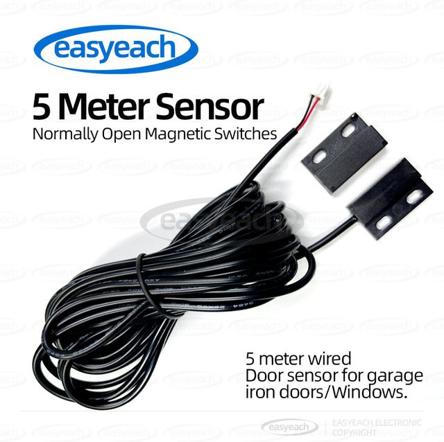 easyeach GPS-30 Magnetischer Türsensor mit 5m Kabel, Wasserdichter NdFeB Magnetschalter für Garage und Rolltor, Schwarz oder Weiß - Bild 1