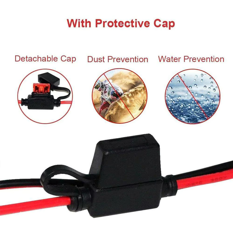 USB-Ladegerät für Zigarettenanzünder mit USB-C Anschluss und 10A Sicherung, 60 cm Kabel für Auto, Marine, Motorrad und RV - Bild 3