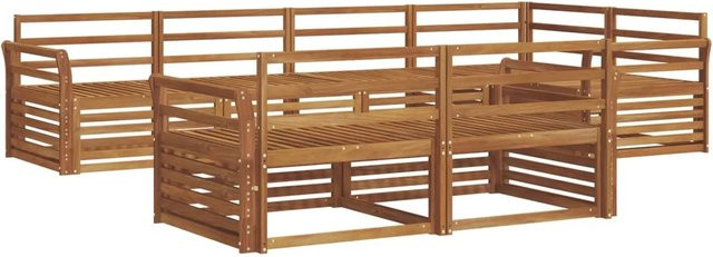 vidaXL Outdoor-Sofagarnitur 7-teilig aus Akazienholz in Braun mit modernem L-Shape Design - Bild 1