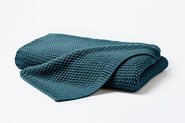 Hahn Primera Strickdecke Kuscheldecke mit Perlmuster in Smaragdgrün B/B: 130 x 170 cm - Bild 1