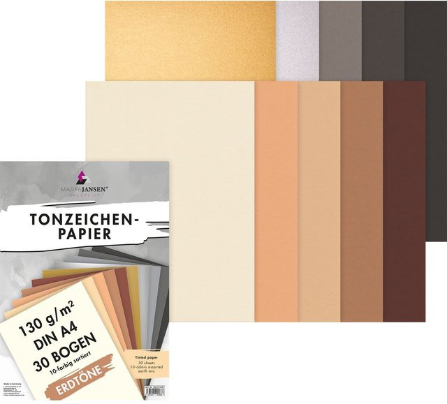 MarpaJansen Tonpapier Erdtöne in A4, matt, Multicolor - Bild 1
