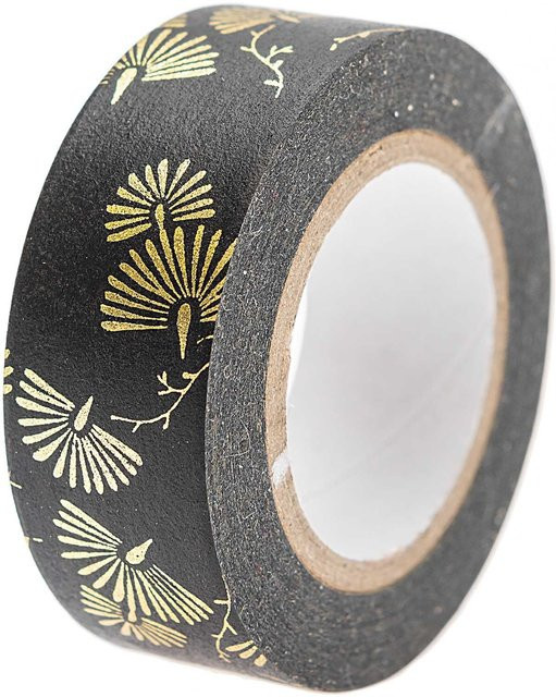 Rico Design Washi Tape Paper Poetry Jardin Japonais Farnblätter, Schwarz/Multicolor, Breite: 1,5 cm, Länge: 10 m - Bild 1