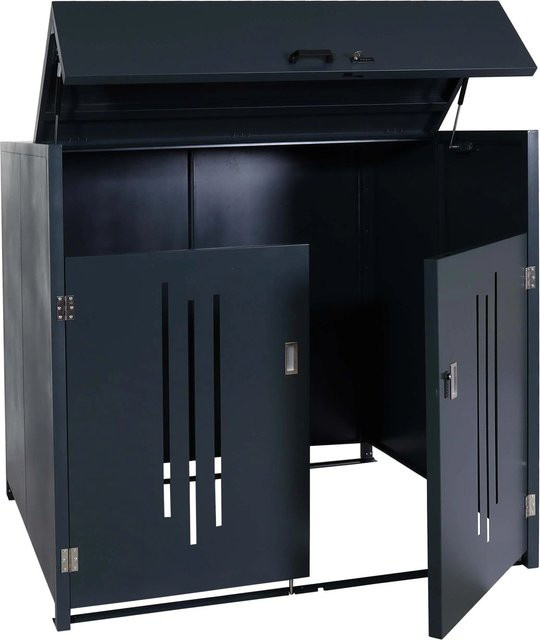 PROREGAL Mülltonnenbox aus verzinktem Stahl in Anthrazit, B/T/H: 154 x 160 x 136 cm - Bild 1