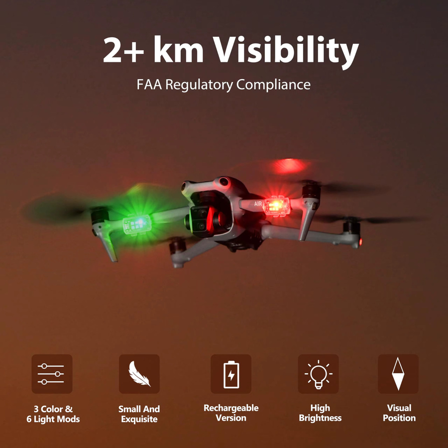 STARTRC 2er-Pack Drohnen-Stroboskoplicht für DJI Mini 4 Pro, Mini 3, Neo, Air 3S und Mini 4K mit 3 Farben und 5 Modi zur Kollisionsvermeidung bei Nachtflügen - Bild 3