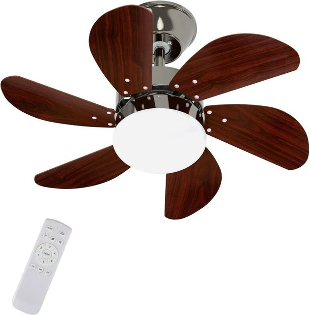 NETTLIFE Deckenventilator aus Metall mit LED-Licht, Fernbedienung und Timer, Silber, Durchmesser: 75 cm - Bild 1