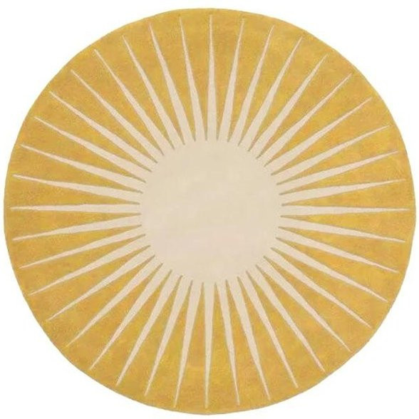Runder Teppich Lumi Home in Gelb, modern und rutschfest, waschbar, Durchmesser: 100 cm - Bild 1