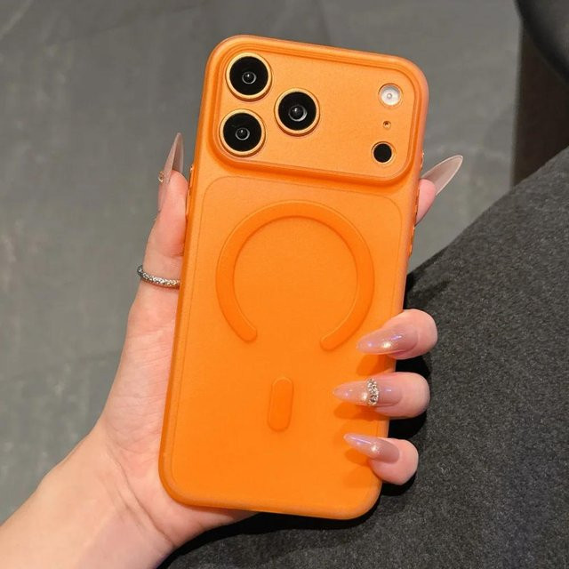 YULIN Magnetische TPU-Handyhülle in Orange für iPhone 12 bis iPhone 17 Pro Max, Matte Stoßfeste Schutzhülle mit kabellosem Laden - Bild 1