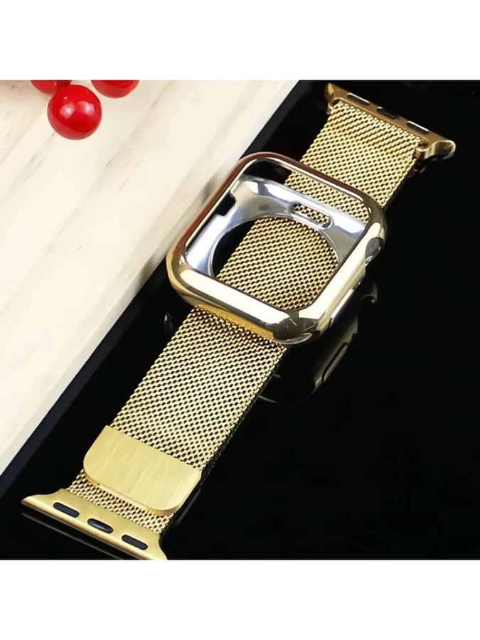 JBAILI Uhrenarmband Milanaise, Edelstahl, Gold, Unisex - Bild 6