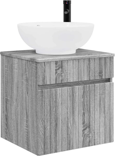 vidaXL Wandmontiertes Waschbecken-Vanity in Sonoma-Grau mit Schubladen und Türen, B/T/H: 89 cm x 44,5 cm x 66,5 cm - Bild 1