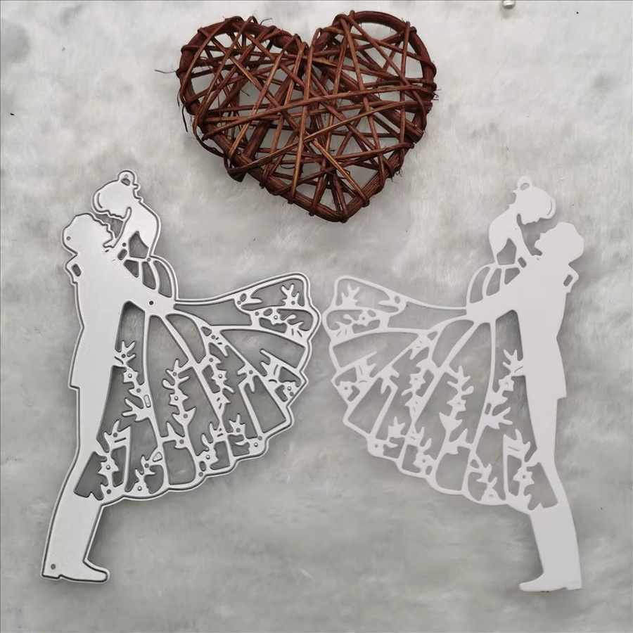 Metall-Schneidewerkzeug für Scrapbooking mit Hochzeitsmotiv und High Heels als Stanzschablone und Prägeform - Bild 3