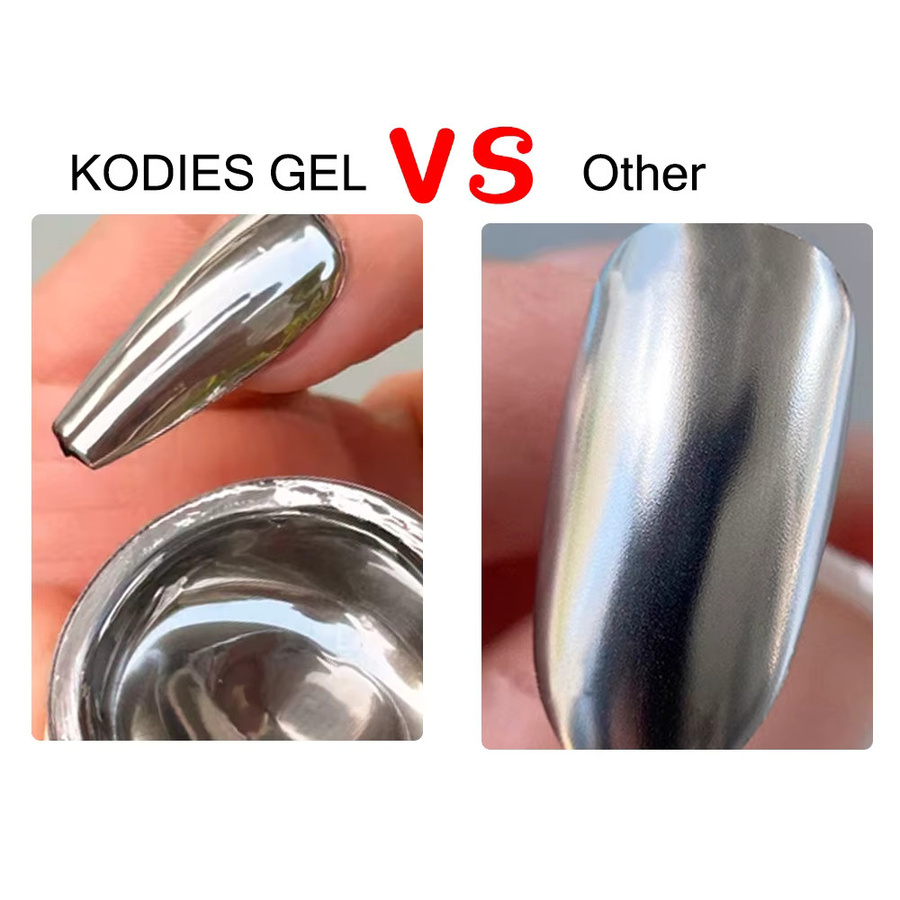 KODIES GEL Nagellack, Silber Metallic, Semi-Permanent UV-Gel - Bild 3