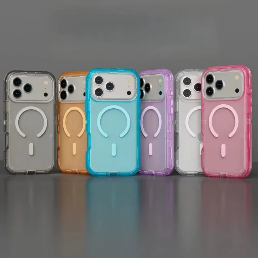 OTT Magnetische Klarsichthülle für iPhone 17 16 15 14 13 12 Pro Max mit MagSafe und militärischem Panzerungsschutz in Lila - Bild 2
