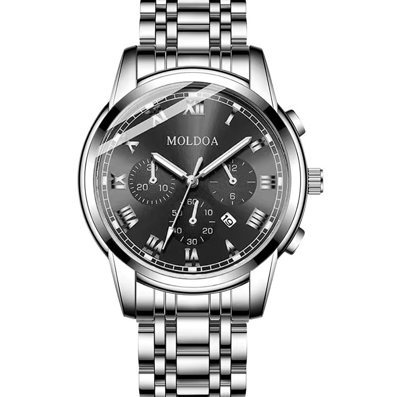 CAROTIF Armbanduhr Quarz, Edelstahl, Schwarz, Silber, Herren - Bild 7