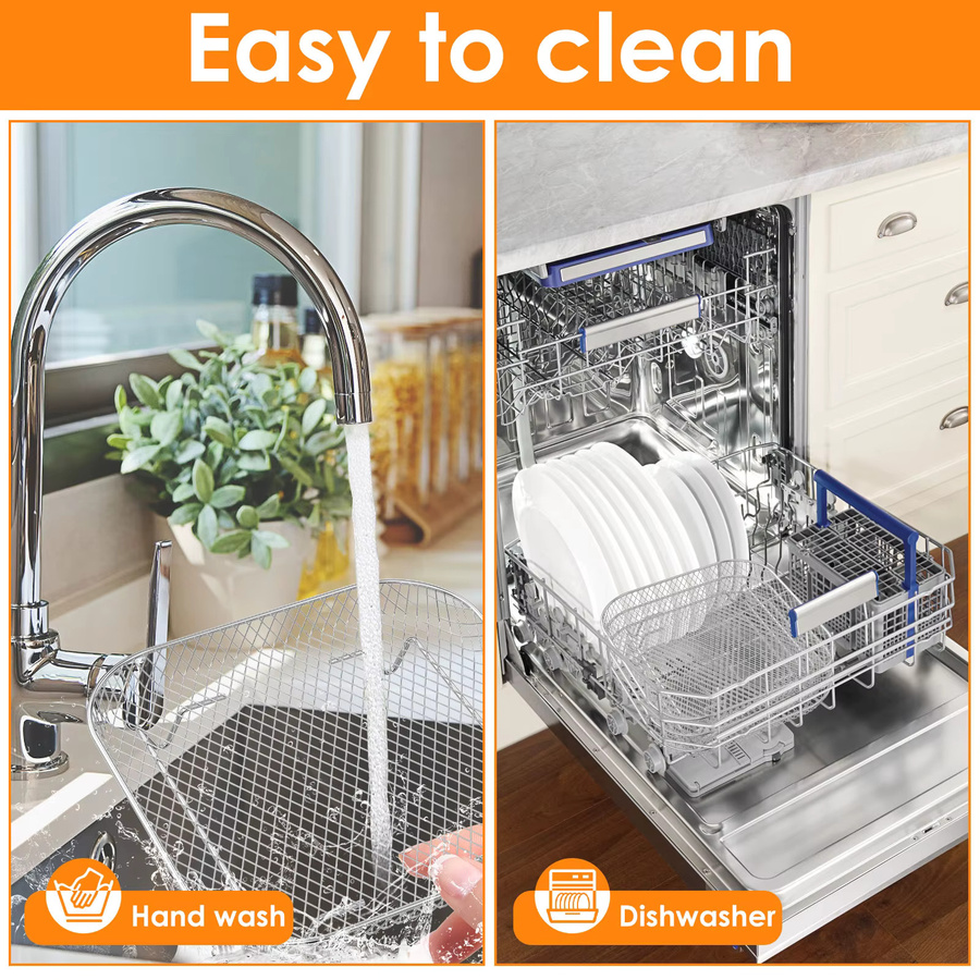 Willstar 3-teiliges Airfryer Zubehör Set aus Edelstahl, runde Stapelbare Racks und Tabletts, Silber - Bild 5