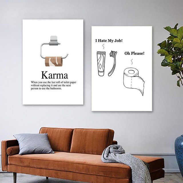 Potdemiel Karma Definition Poster Leinwand Wandkunst Motiv Portrait in Weiß - Bild 1