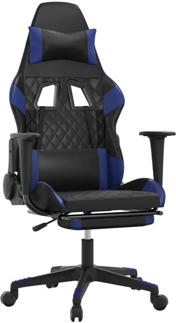 vidaXL Gaming-Stuhl Modell 3 in Schwarz & Blau aus Kunstleder mit Massagefunktion und Fußstütze - Bild 1
