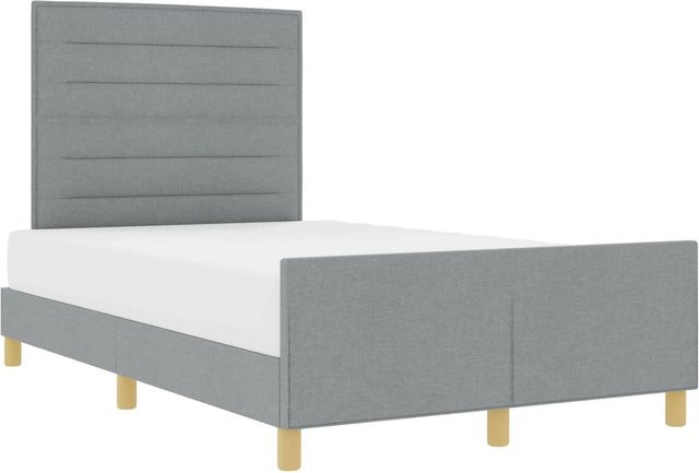 vidaXL Bettgestell mit Kopfteil in Hellgrau, gepolstert aus Stoff, minimalistisches Design, B/T/H: 160 x 200 x 166 cm - Bild 1