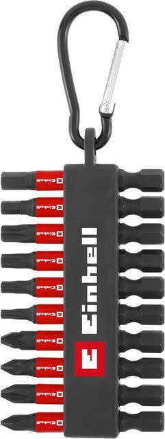 Einhell Impact Bit-Set 10-teilig mit Karabiner in Rot, 6,3 mm Aufnahme für PH, PZ, Sechskant und TX - Bild 1