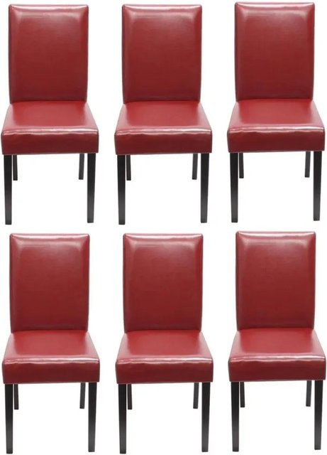6er-Set MCW Esszimmerstühle Littau aus Leder in Rot mit dunklen Beinen - Bild 2