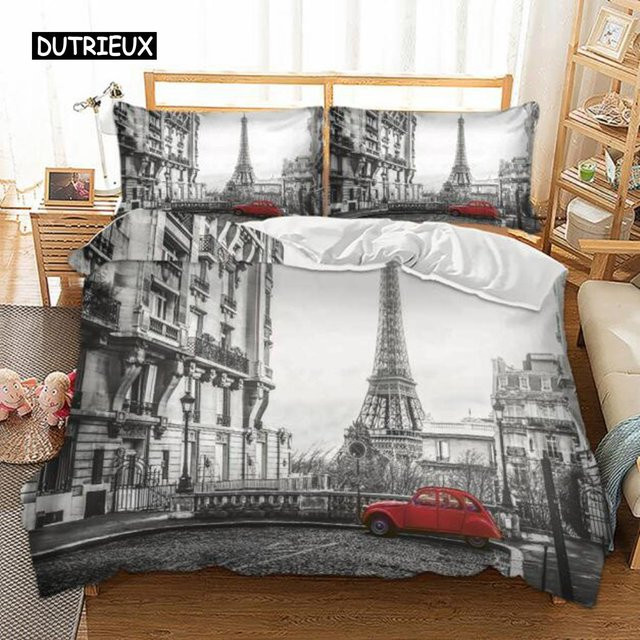 Bettwäsche Set mit London Stadtlandschaft Motiv, Binchi Outdoor Product, Mikrofaser, Mehrfarbig, B/H: 135 x 200 cm - Bild 1