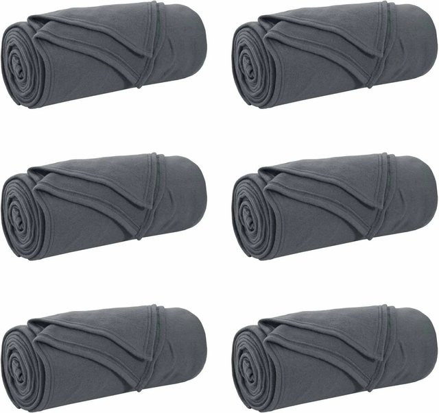 6er-Set vidaXL Fleece-Wohndecken Dunkelgrau, B/T: 170 x 130 cm - Bild 1
