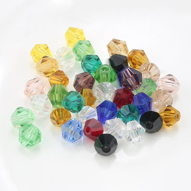 QIAO Charms, Glas Perlen, Doppelkegel, 6 mm - Bild 1