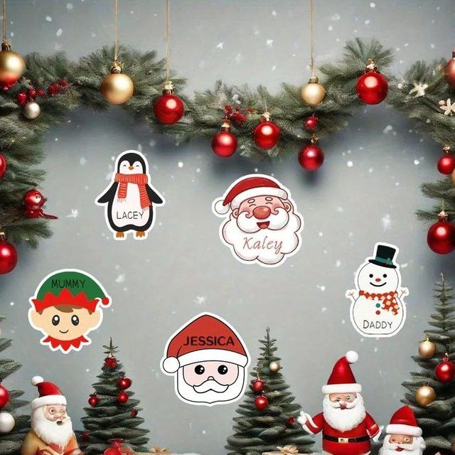 WEIGAO Weihnachtliche Aufkleber mit individuellem Text und Saint-Motiven für deine Partygeschenke und Dekoration, 44 oder 88 Stück - Bild 1