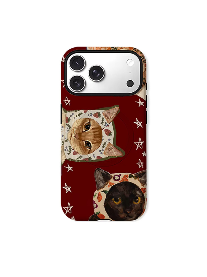 CaseChic MagSafe Schutzhülle für iPhone 17 16 15 14 Plus Pro Max mit verspielten Katzen mit Mützen in Multicolour, matte stoßfeste PC-Hülle mit Bumper - Bild 6