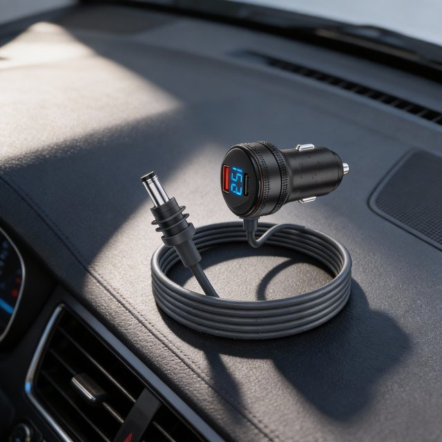 Starlink Mini Power Kabel mit 12-24V Zigarettenanzünder Adapter und USB-A sowie USB-C Port, Schwarz - Bild 1