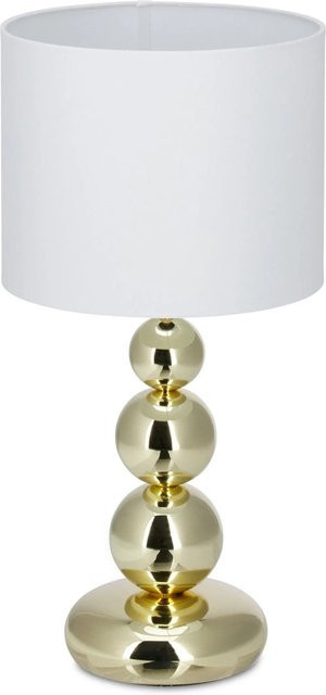 Relaxdays Tischlampe aus Metall und Stoff in Gold und Weiß, Höhe: 50 cm, Durchmesser: 25 cm - Bild 1