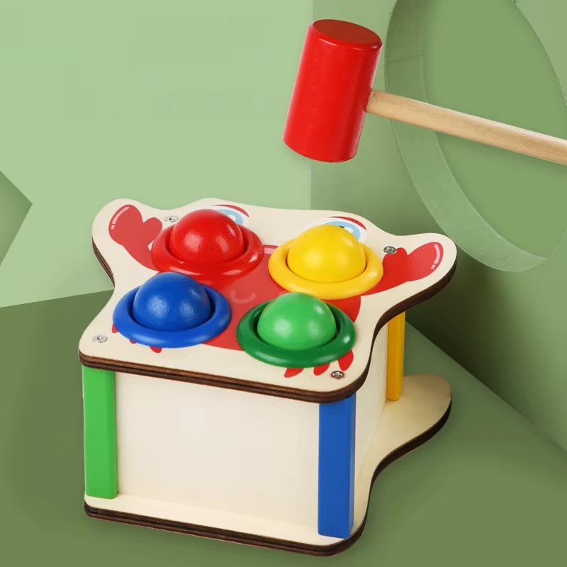 Tlewj Montessori Hämmerungsbank aus Holz in Mehrfarbig für das Training der Feinmotorik und Hand-Auge-Koordination - Bild 2