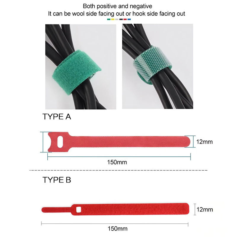 STONEGO Kabel-Organizer aus weichem Nylon mit selbstklebenden Bändern in Grün und Multicolour - Bild 2