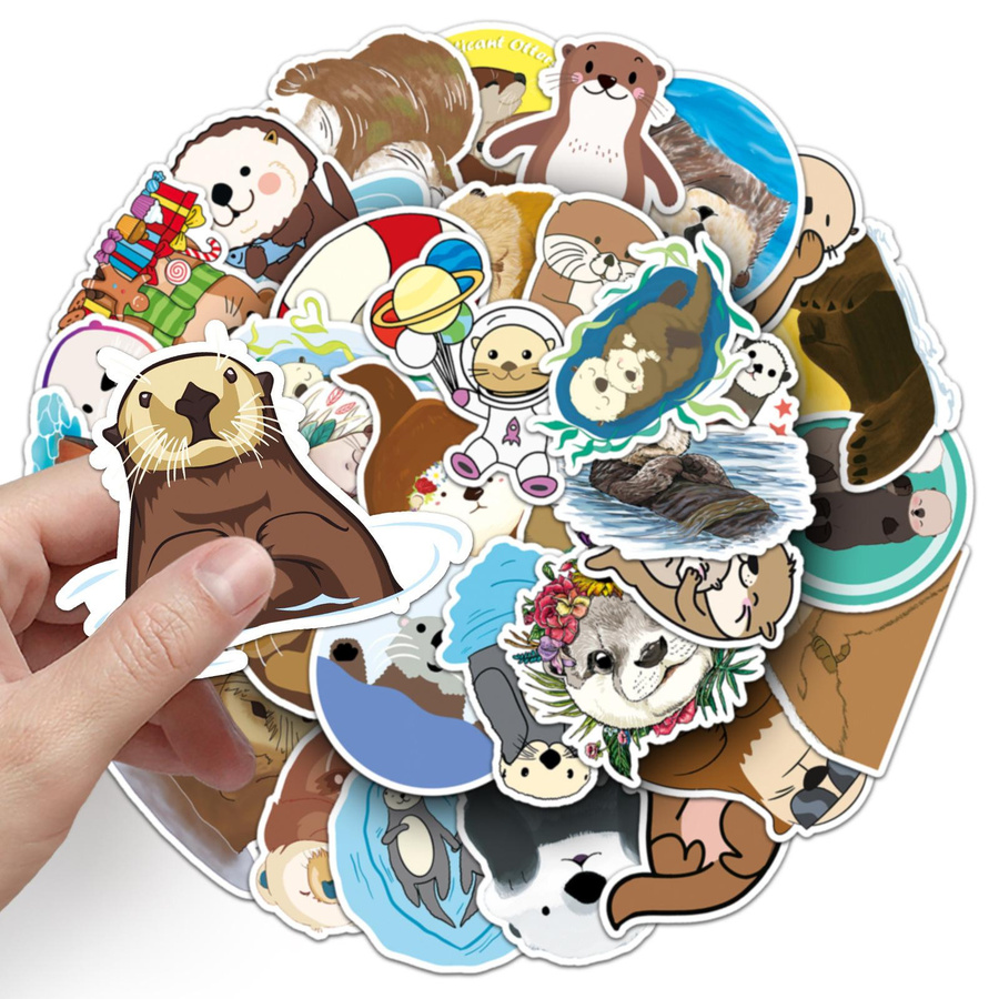 Otter Doodle Cartoon Tier Aufkleber 50-teiliges Set multicolour - Bild 3