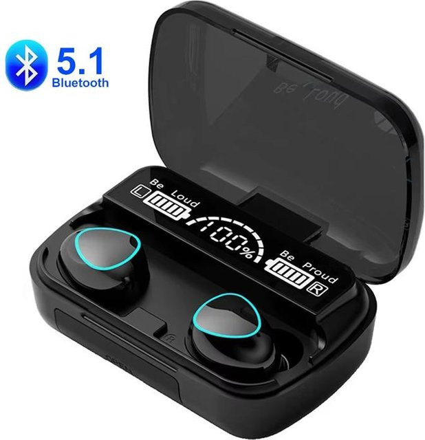Kebidumei Kabellose In-Ear Bluetooth-Kopfhörer mit HiFi-Stereo und Geräuschreduzierung sowie LED-Anzeige in Schwarz - Bild 1