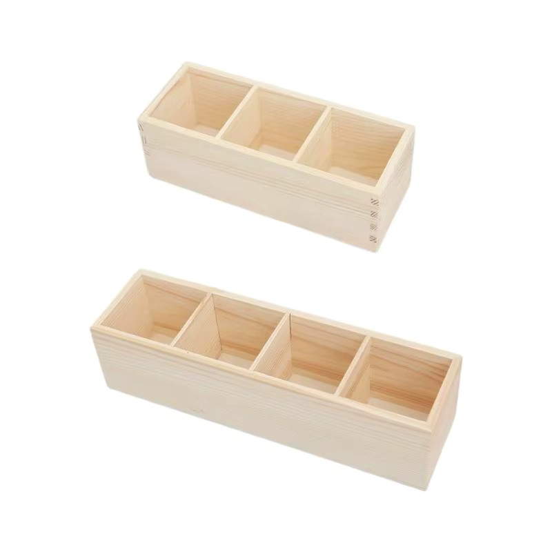 R53C Make-up-Pinselhalter und Schreibtisch-Organizer aus Holz in Beige - Bild 1