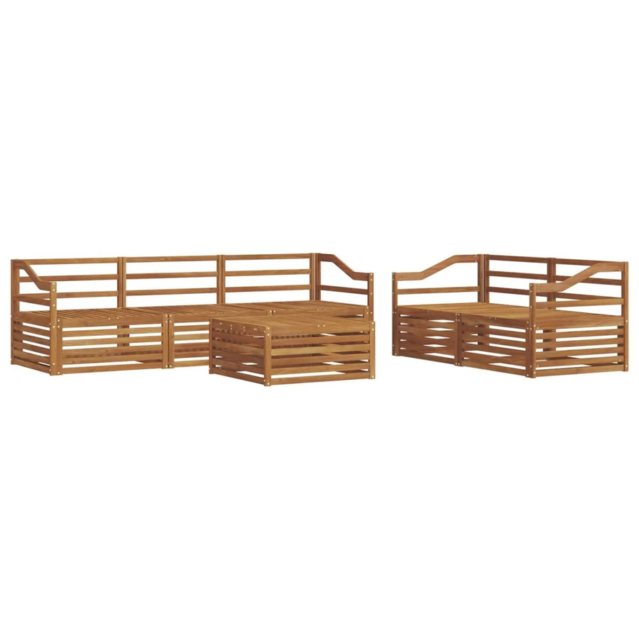 vidaXL Outdoor-Sofagarnitur aus Akazienholz in Braun, 6-teiliges Set mit Latten-Design und Tisch - Bild 2