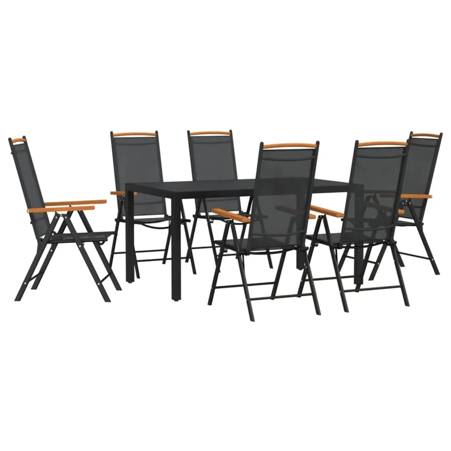 vidaXL 7-teilige Garten-Essgruppe aus Aluminium und WPC in Schwarz - Bild 2