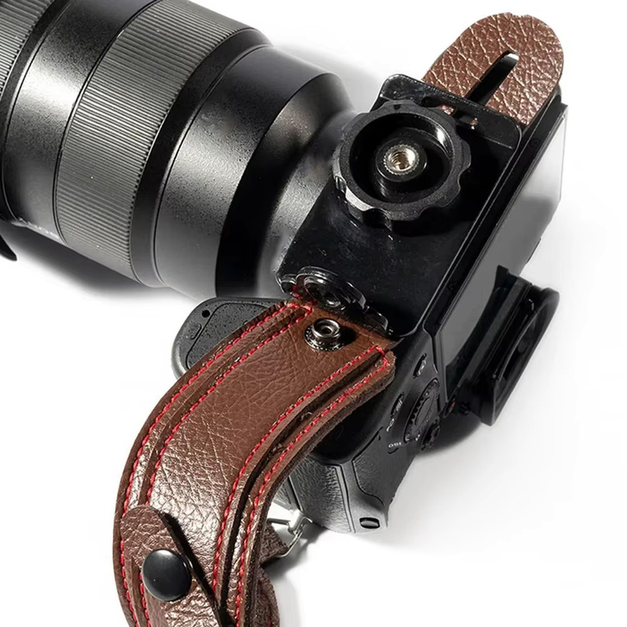 Wsellda Leder-Kamera-Handschlaufe für Spiegelreflexkamera in Schwarz, ergonomisch und wasserdicht mit doppeltem Verschluss - Bild 5