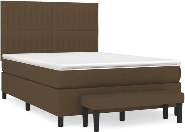vidaXL Boxspringbett Hybrid mit Matratze und Kopfteil Dunkelbraun B/T: 140 x 200 cm - Bild 1