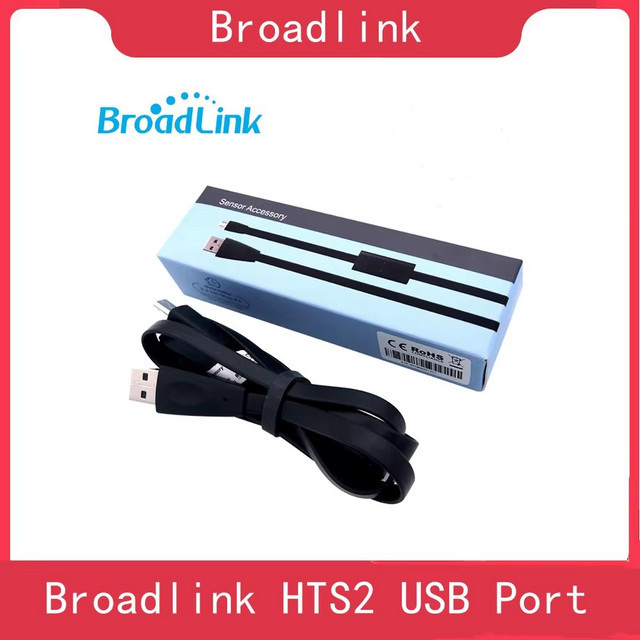Broadlink HTS2 Temperatur- und Feuchtigkeitssensor mit USB-Anschluss in Schwarz, kompatibel mit RM4 mini und RM4 Pro - Bild 1